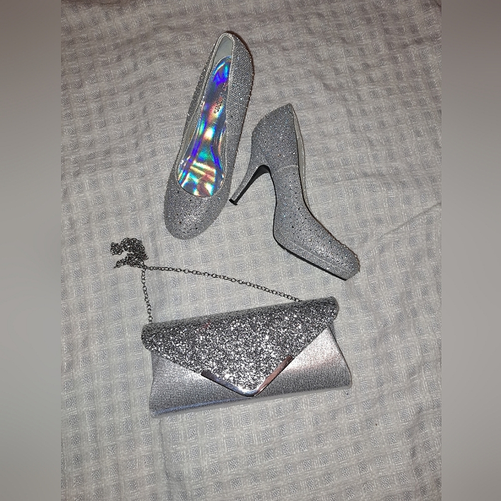 Heels and matching clutch